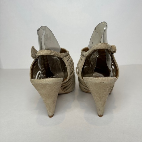 ZARA STRAPPY SANDALS NUDE BEIGE CAGE HEELS - Picture 4 of 11